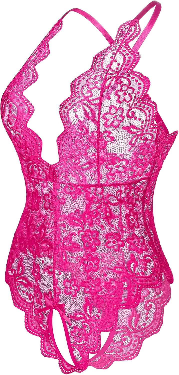 Donnalla Women's One Piece Teddy Plunging Lace Bodysuit Elegant Honeymoon Lingerie - Image 2