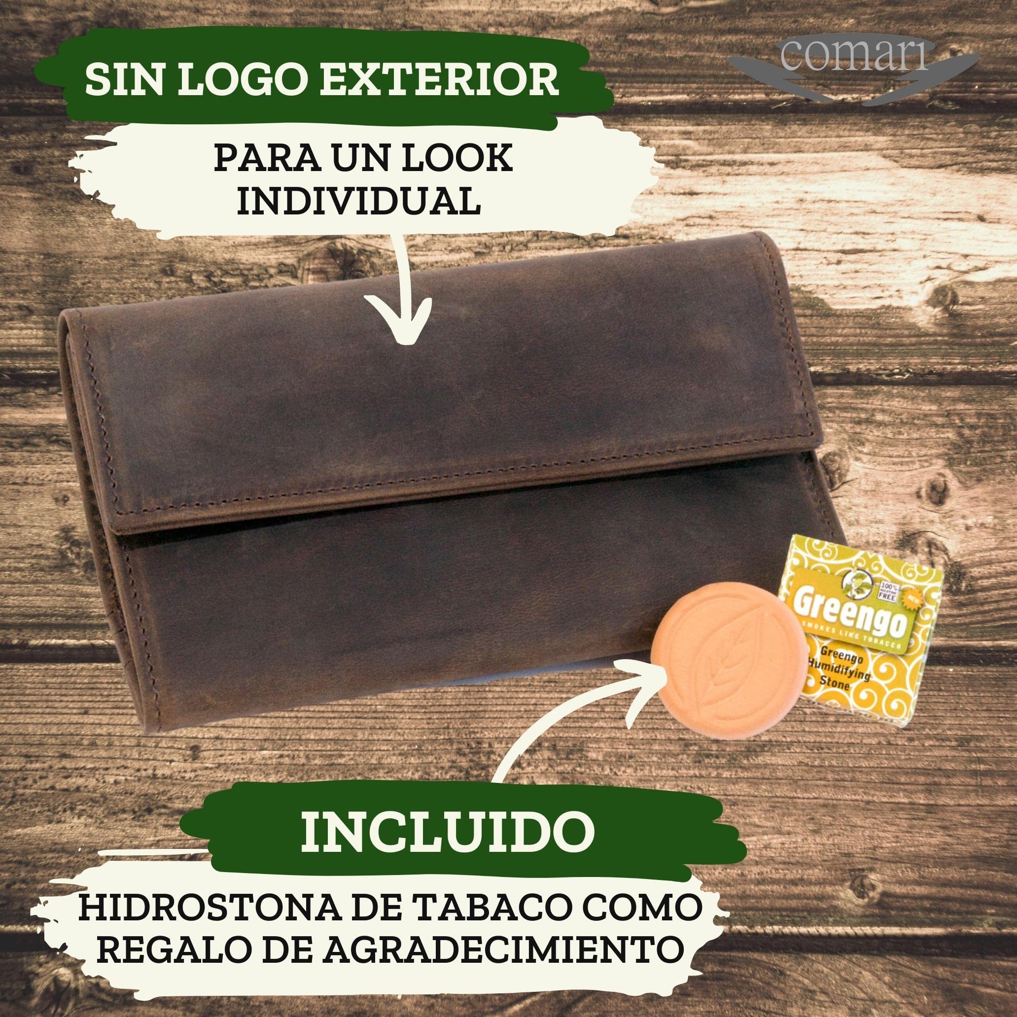 Premium Pitillera Tabaco de Liar Cuero, Bolsa de tabaco con Botones Magnéticos, Papel de Doble Fila y Filtros, Tabaquera Hecha a Mano (Marrón Vintage)