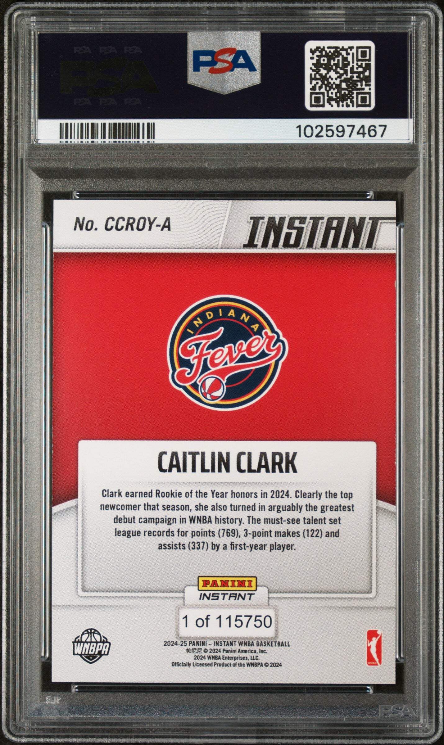 Amazon.com: Graded 2024 Panini Instant WNBA Caitlin Clark #A Rookie of the  Year Rookie RC Basketball Card PSA 9 Mint : Collectibles & Fine Art