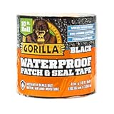 Gorilla Waterproof Patch & Seal Tape&comma; Black Tape&comma; 4" x 10&apos; &lpar;Pack of 1&rpar; - Permanent Weather Resistant Seal for Leaks and Repairs
