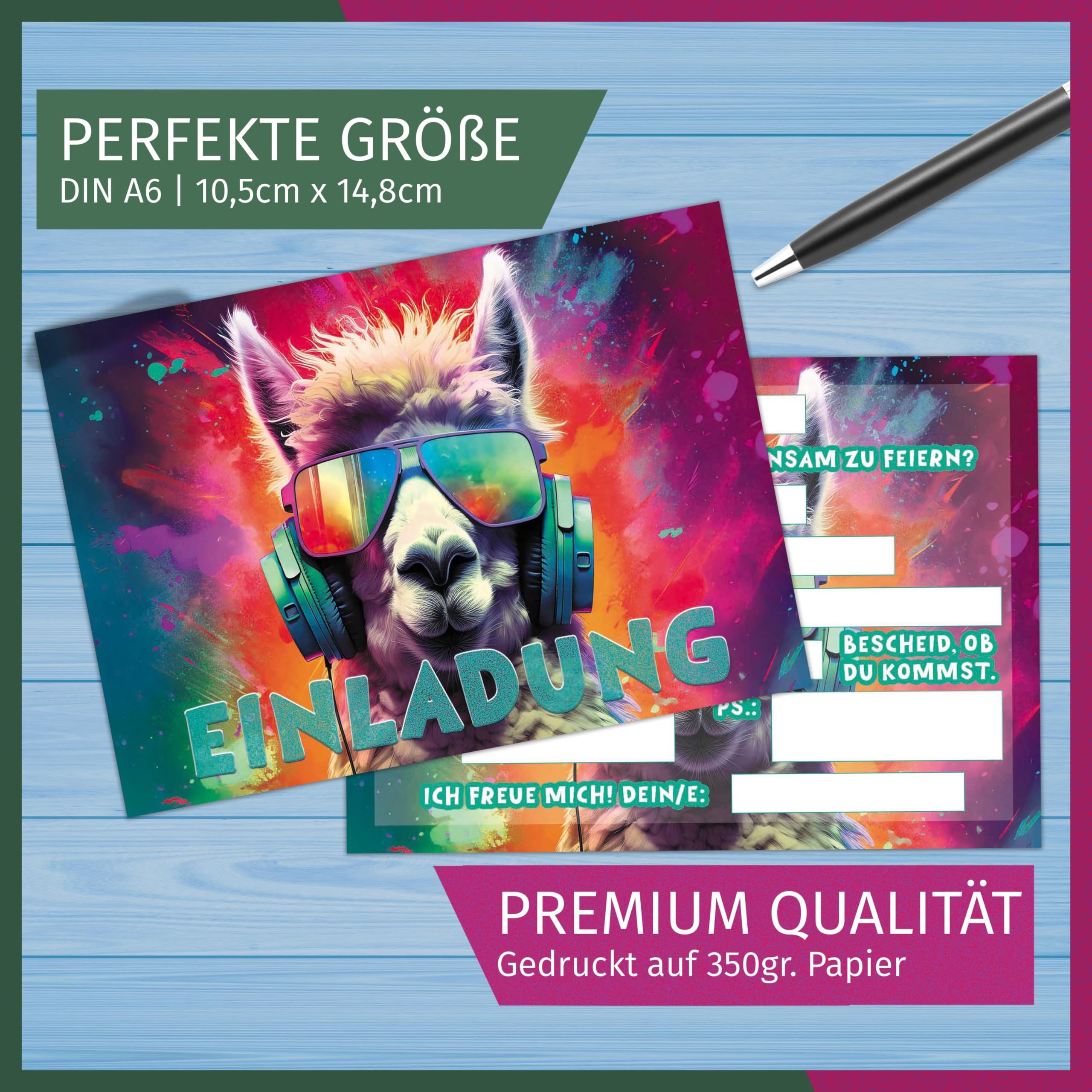 VOSVOLO, 12 x biglietti d'invito a forma di lama per bambini, compleanno bambina e bambino, invito per compleanno bambino, invito a festa in un fantastico design a forma di lama
