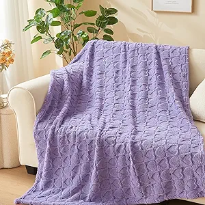 NEWCOSPLAY Super Soft Twin Blanket Lavender Love Premium Silky Flannel Fleece 3D Heart Checkered Lightweight Bed Blanket All Season Use (Lavender Love, Twin(60"x80"))