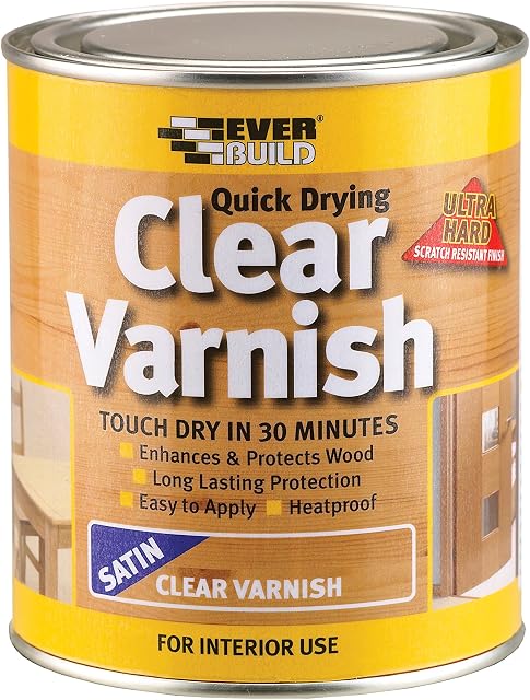 Everbuild Quick Drying Clear Varnish, Satin Finish, 750 ml