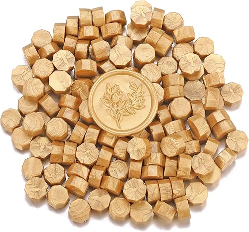 Miniatura 10 de Yoption Cuentas de cera de sellado verde hierba, kit de 150 cuentas de sello de cera para sello de cera, cuentas de sello de cera octágono con una