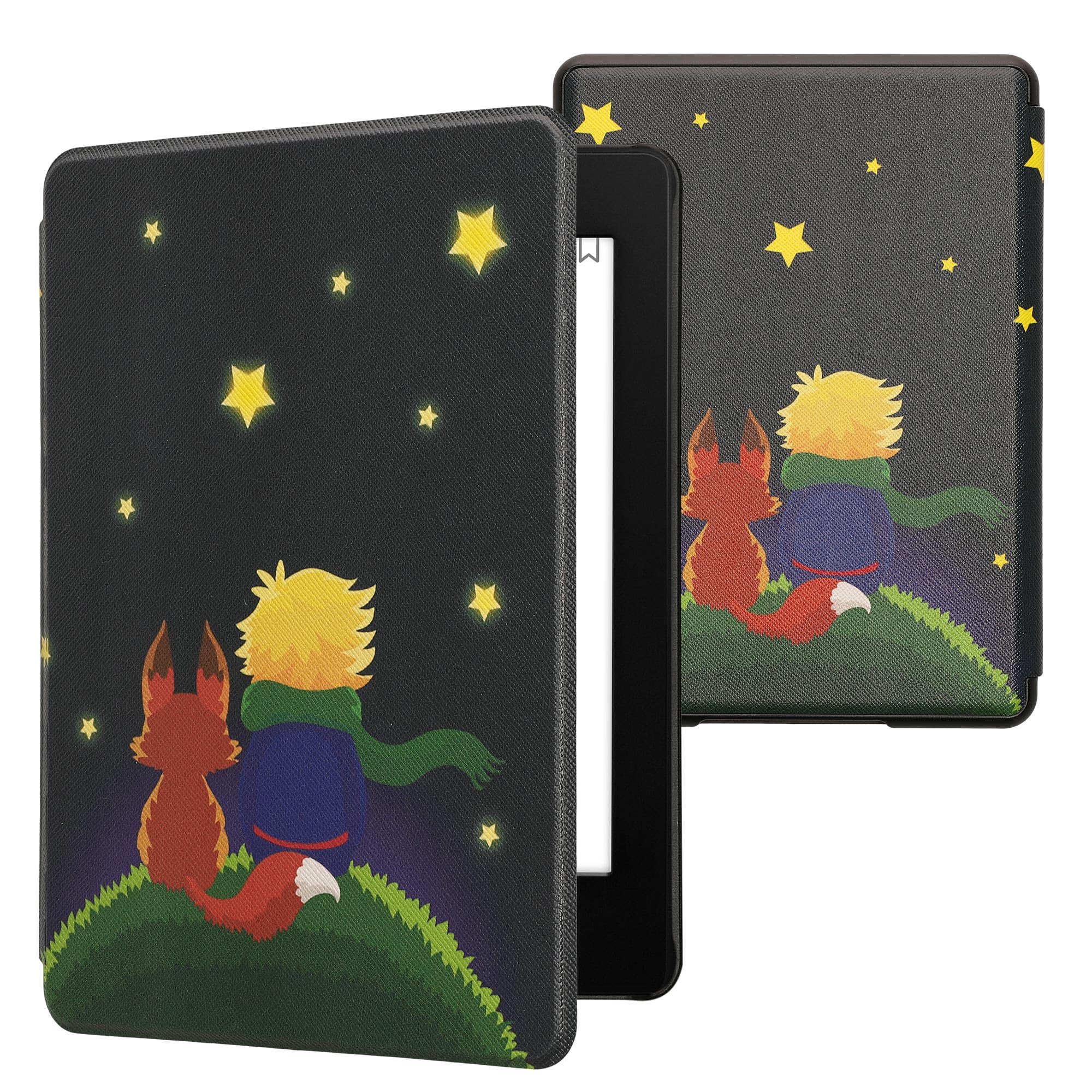 kwmobile Cover for Amazon Kindle Paperwhite (2024)/Colorsoft Case - eReader Cover with auto sleep funktion - Cosmic Nature with Blue/Grey/Black — view 33