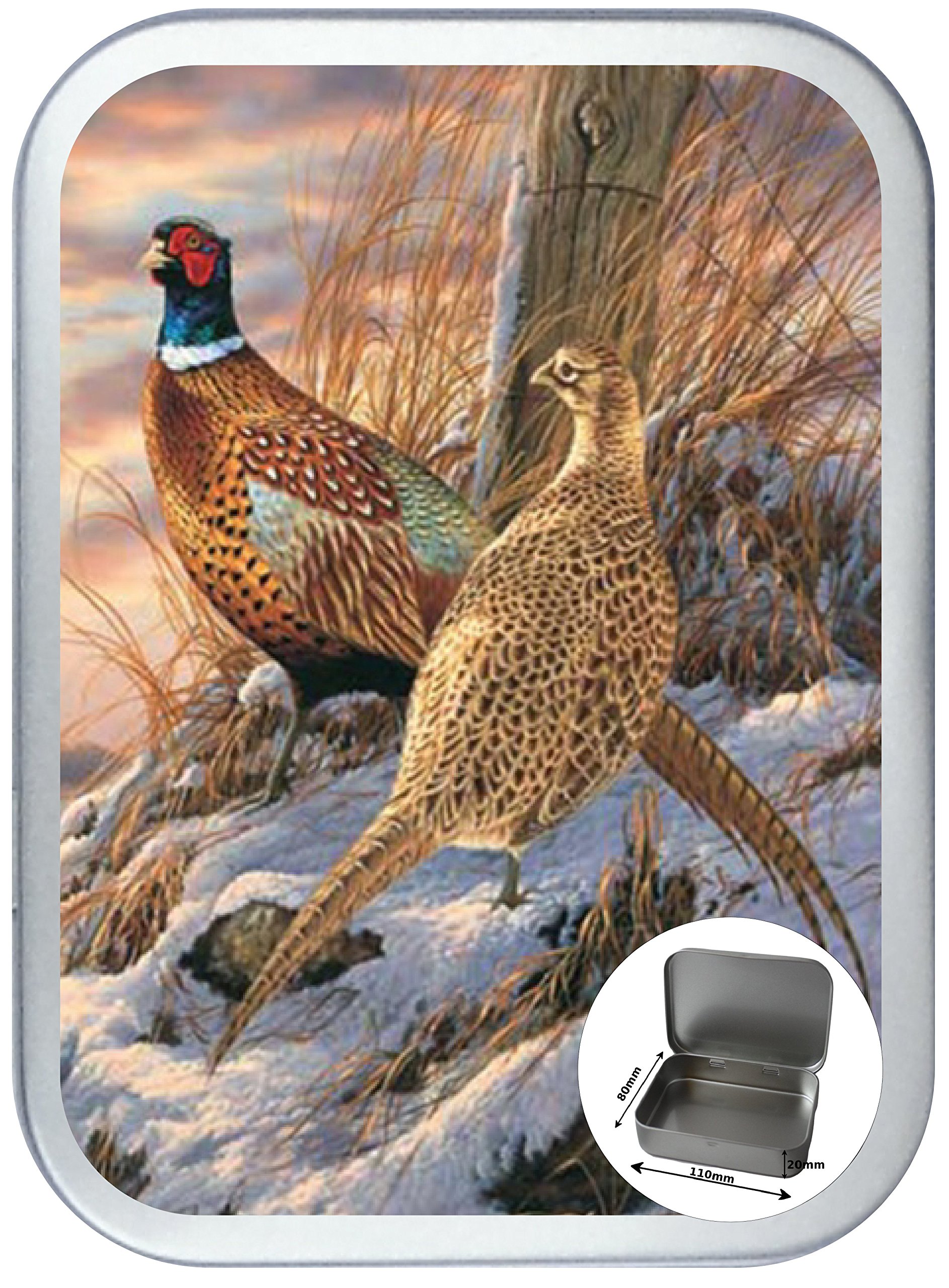 Noveltyshack Silver Pheasant 150Ml,2Oz Hinged Tobacco Tin,Pill Box,Baccy Storage Tin