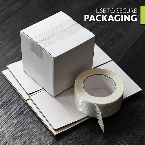 Miniatura 2 de Cinta de fleje de 2 pulgadas x 60 yardas paquete de 12 unidades cinta de fibra de vidrio súper fuerte reforzada resistente al desgarro con capacidad