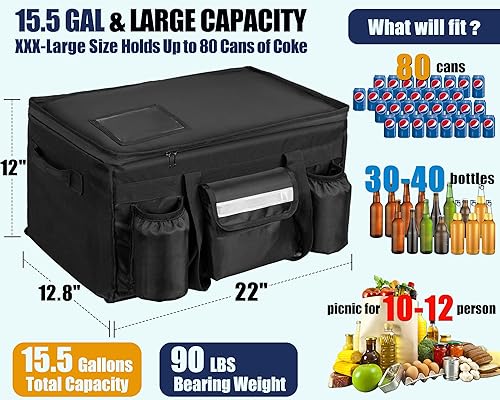 Miniatura 2 de MyLifeUNIT Insulated Cooler Bag for Food & Pizza Delivery Bag Suitable for Car, Bike, Camping, Picnic, Beach, Large Size