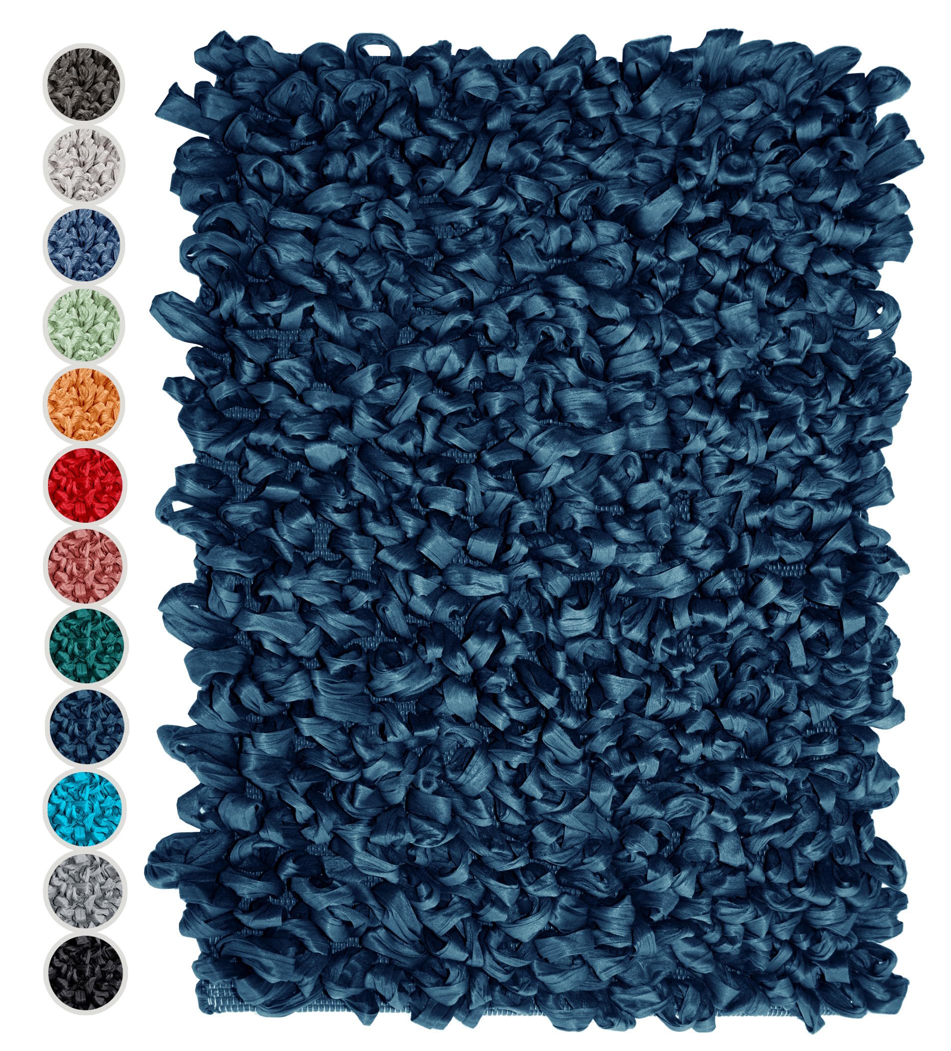 Lashuma Schlingenteppich Kosmos Blau, moderner Fußmatte fürs Bad 50x70 cm