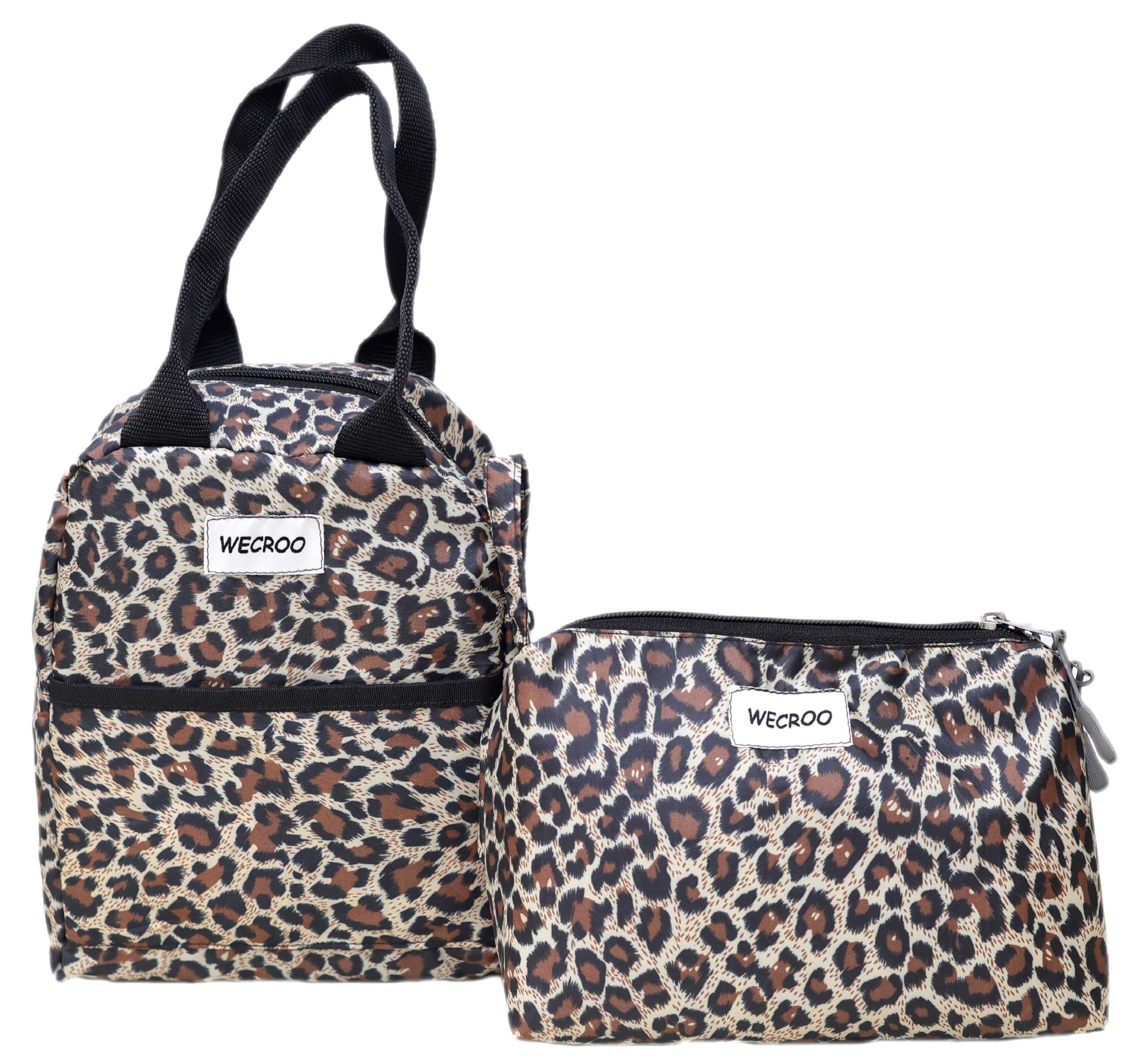 WECROO Leopard Print Lunch Bag with Maching Small Pouch Backpack Handbag Purse, Travel Backpack Shoulder Bag for Ladies,Girls for Women (Brown Combo Set Lunch Bag with Small Pouch Cheeta Print)-image-25