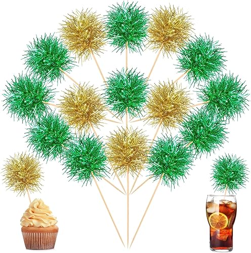 Vista 8 de Chinco 100 piezas de papel de aluminio para magdalenas de fuegos artificiales, espumillón brillante, decoración de pasteles, cóctel, fruta, palillo