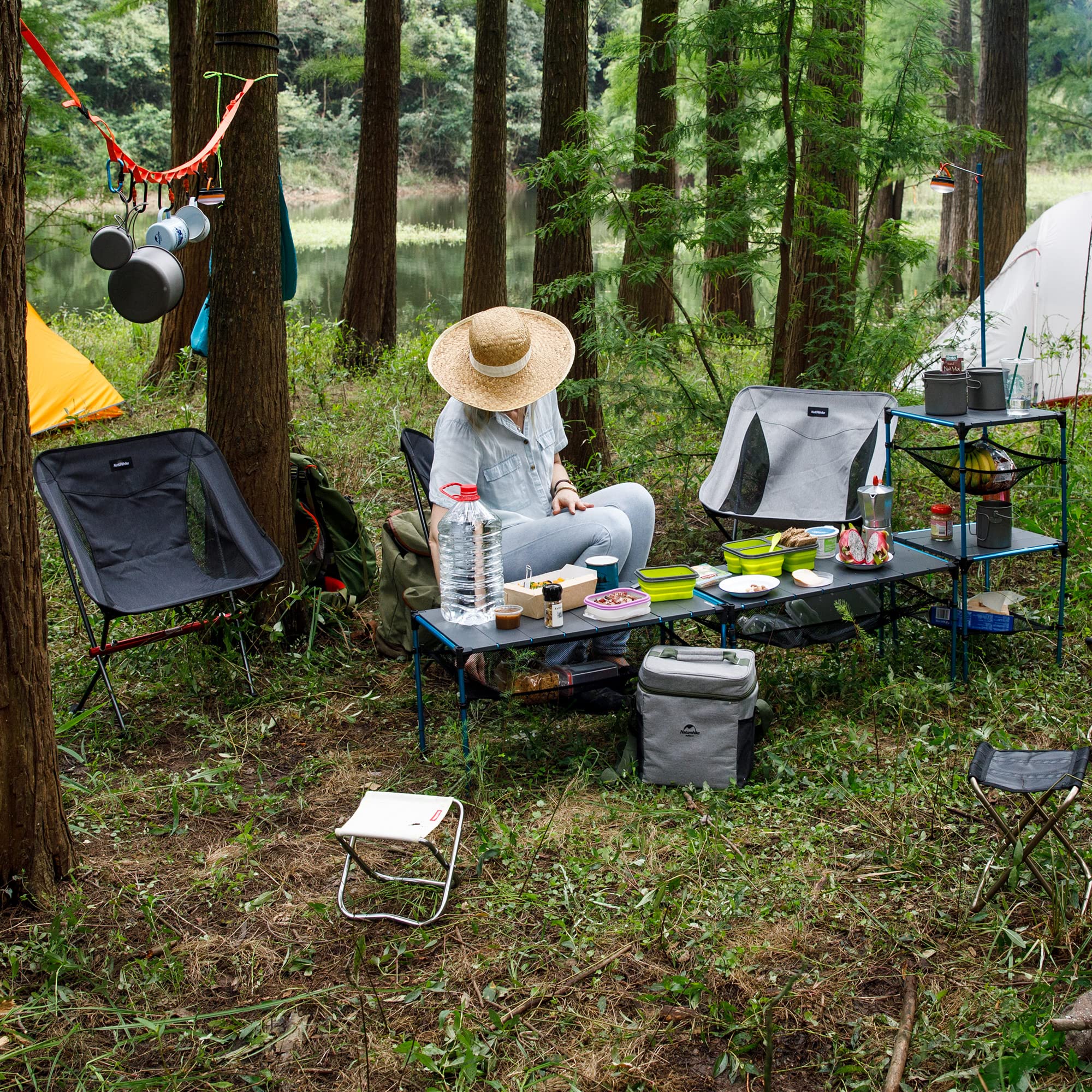 Naturehike La sedia da campeggio portatile può contenere fino a 150 kg, è ultraleggera e pieghevole e può essere montata e smontata rapidamente (Grigio)