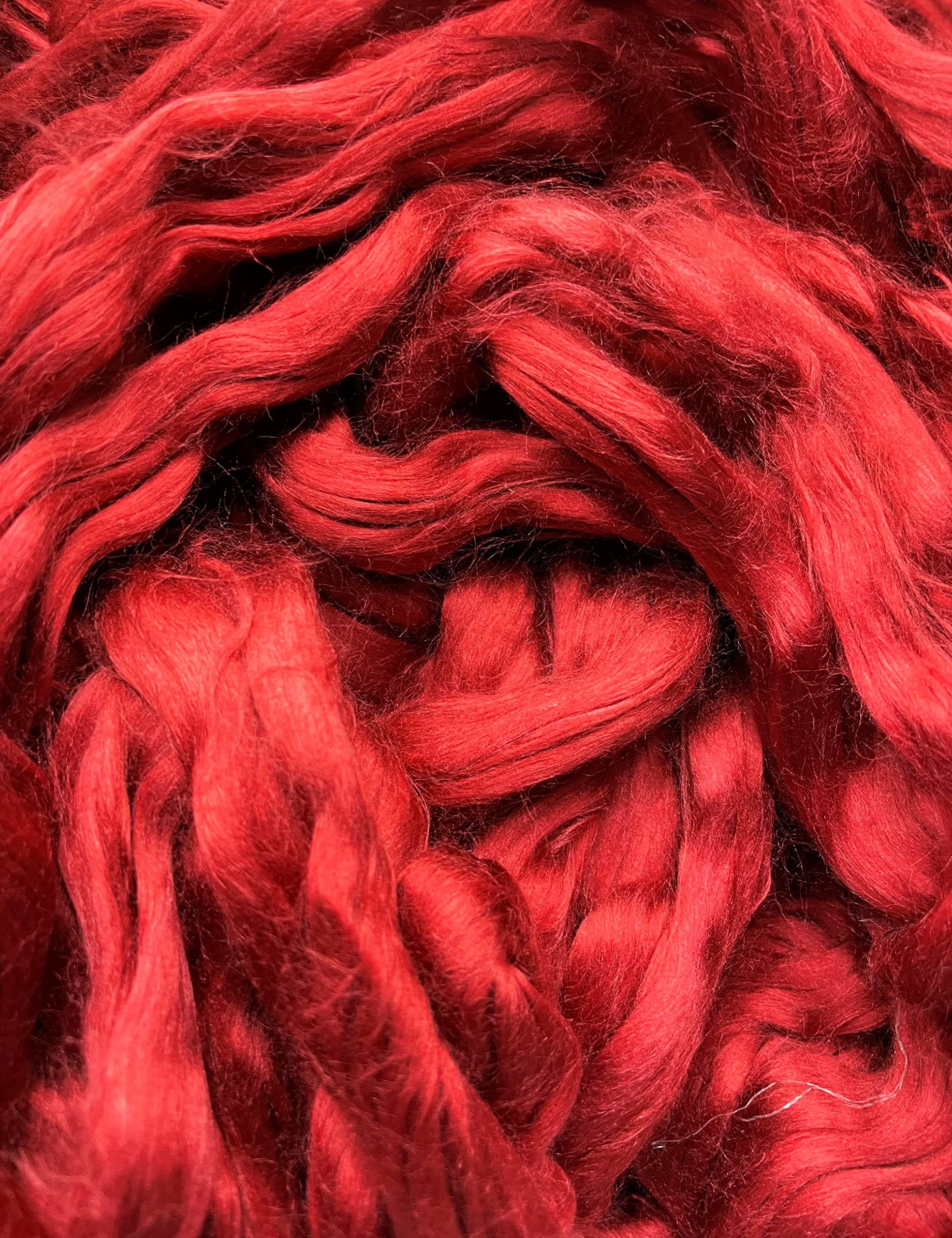 Mulberry Silk Tops/Fibres. A Choice of Colours Each 10gms. Used for Felting, Spinning, Silk Paper Making and General Crafts (Blood Red)