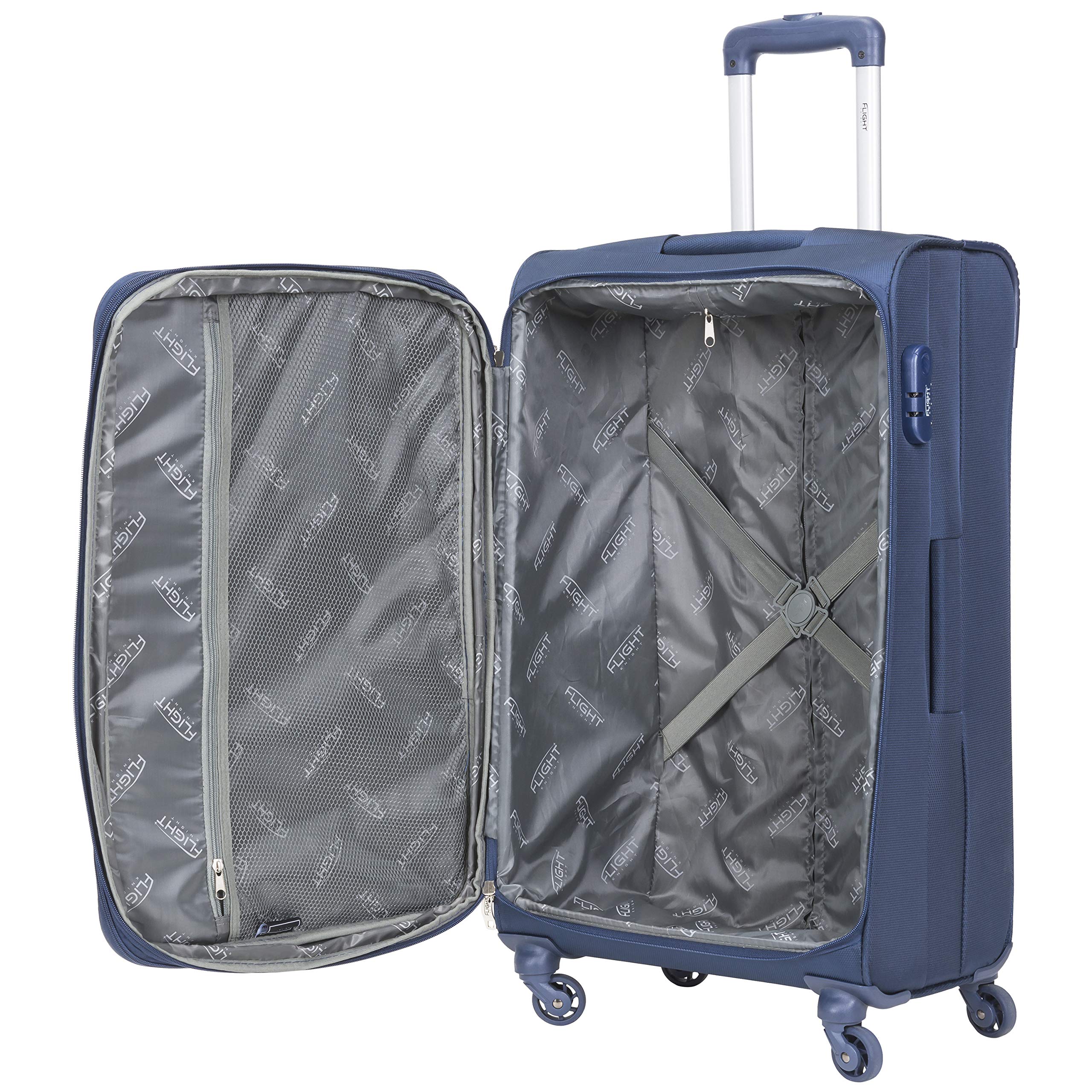 Flight Knight Lightweight 4 Wheel 800D Soft Case Suitcases Maximum Size for Delta, Virgin Atlantic Airlines Cabin & Hold Luggage Options Approved for 67 Airlines Including easyJet, BA & Many More!