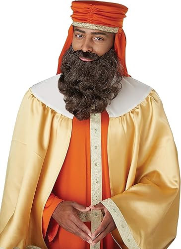 Peluca y barba marrón Wise Man Standard
