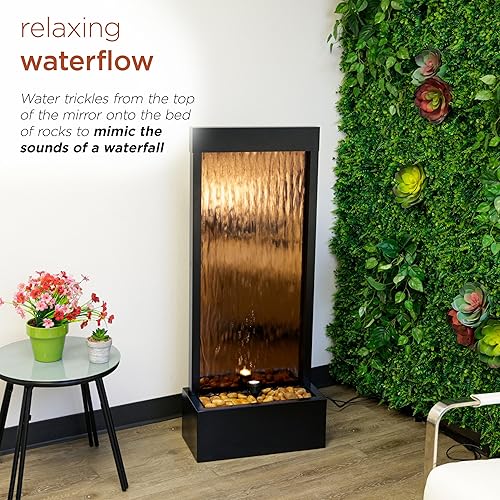 Miniatura 42 de Alpine MLT100 Espejo Cascada con piedras decorativas y luz, color Bronce, Ecléctico, Marrón 72 pulgadas - Bronce