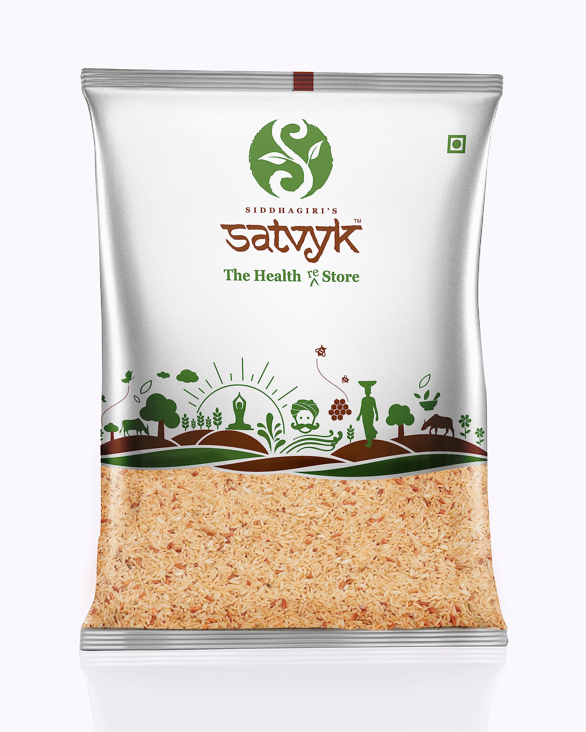 S Siddhagiri's SATVYK THE HEALTH re STORE Sona Masuri Rice (3kg) - Unpolished Sona Masuri Loose Rice| Handpounded Sona Masoori Rice | Gluten Free | Traditionally Milled Rice | Suitable for Daily Cooking