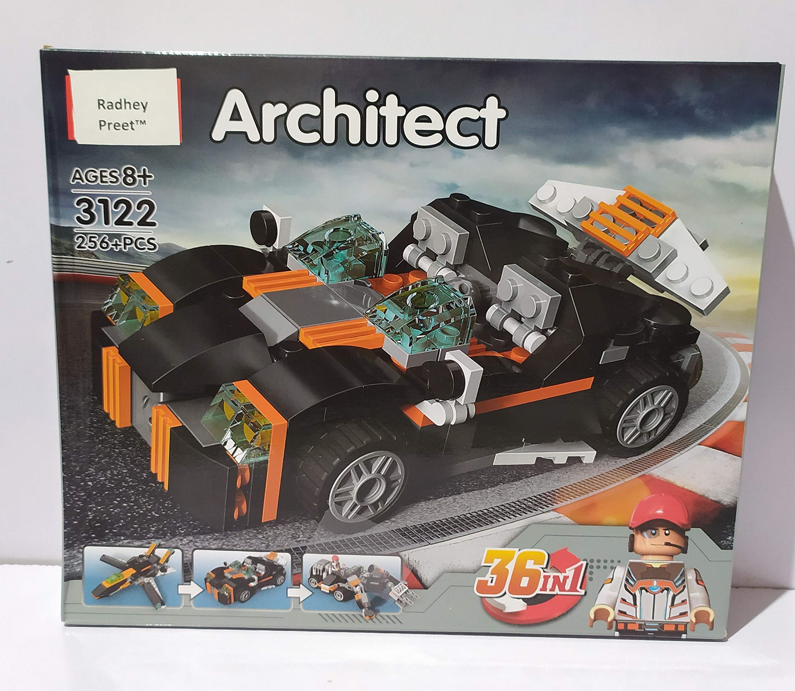 Radhey Preet 3122, 36 in 1 Architect Block Game, Can Make 36 Different Model from Single Block Set, 256+ Pieces, Available in Multi-Color, for 8+ Years of Children