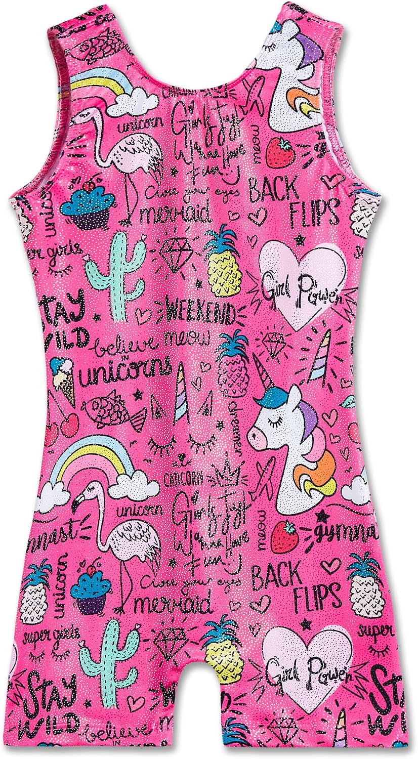 rainbowsnow Girls Gymnastics Leotards Sparkly Biketard Toddler Kids Unicorn Mermaid Unitard Size 2-9 Years