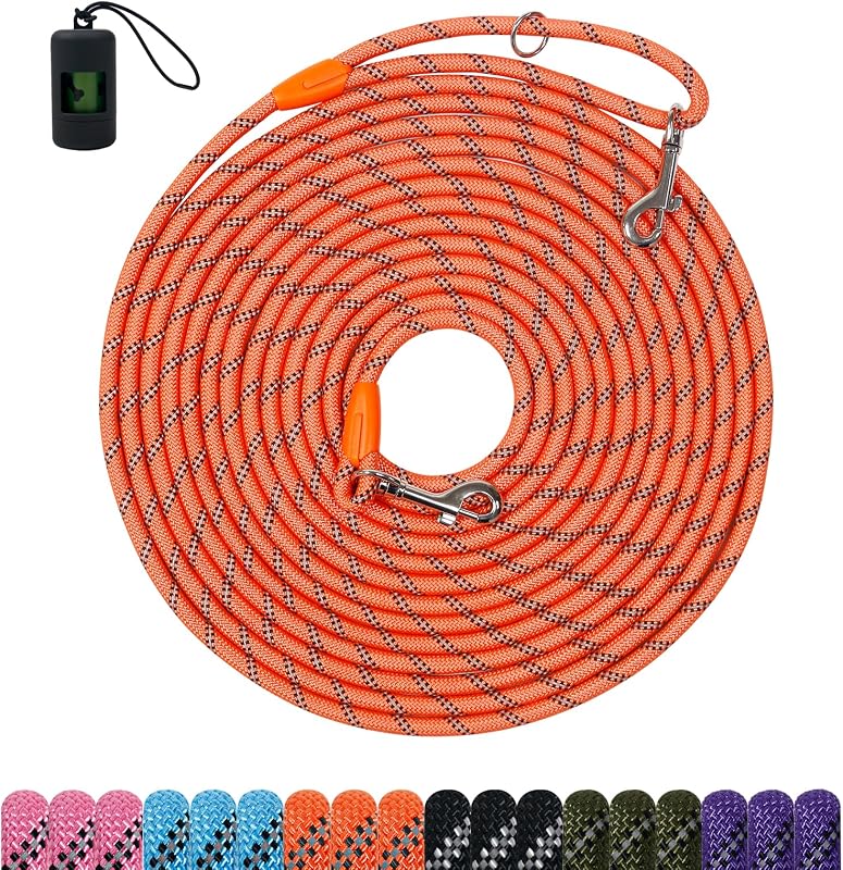 Long Dog Training Leash，Heavy Duty Reflective Rope Lead for Small Medium Large Dogs ，6FT 10FT 15FT 30FT 50FT for Training, Walking, Backyard, Camping