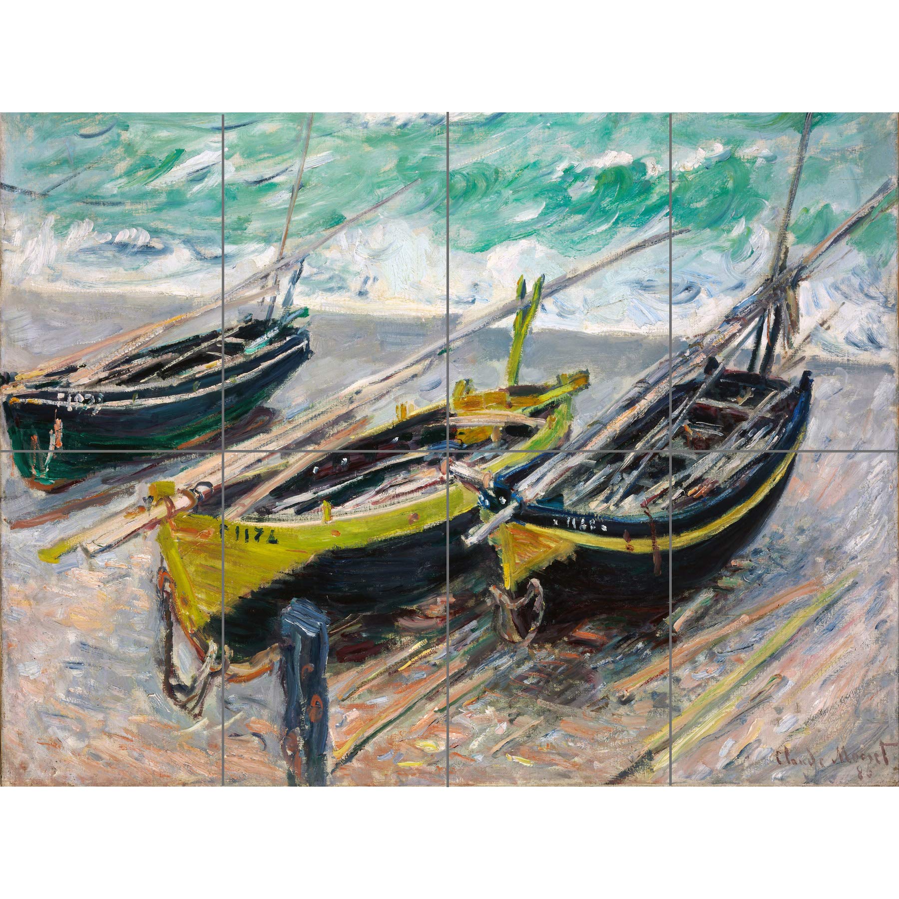 Artery8 Claude Monet Three Fishing Boats XL Giant Panel Poster (8 Sections)