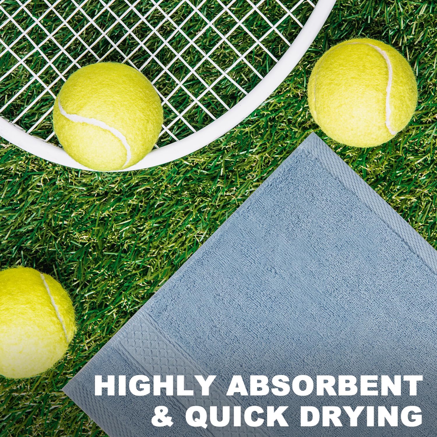 Washcloths Set, 6-Pack Cotton Wash Cloths, 13x13 Inch, Light Blue image 5