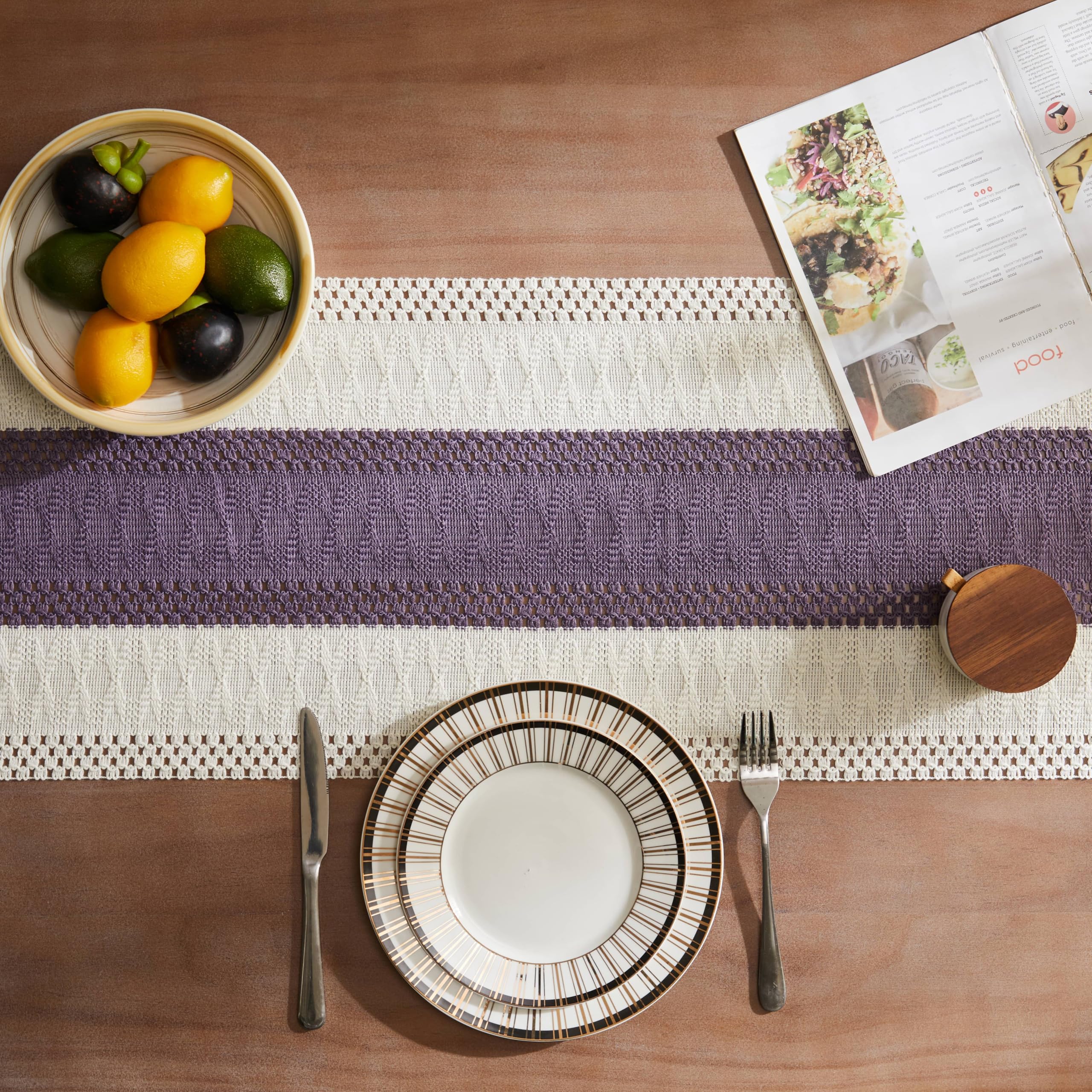 Amazon.com: ZeeMart Macrame Style Bicolor Stitching Table Runner