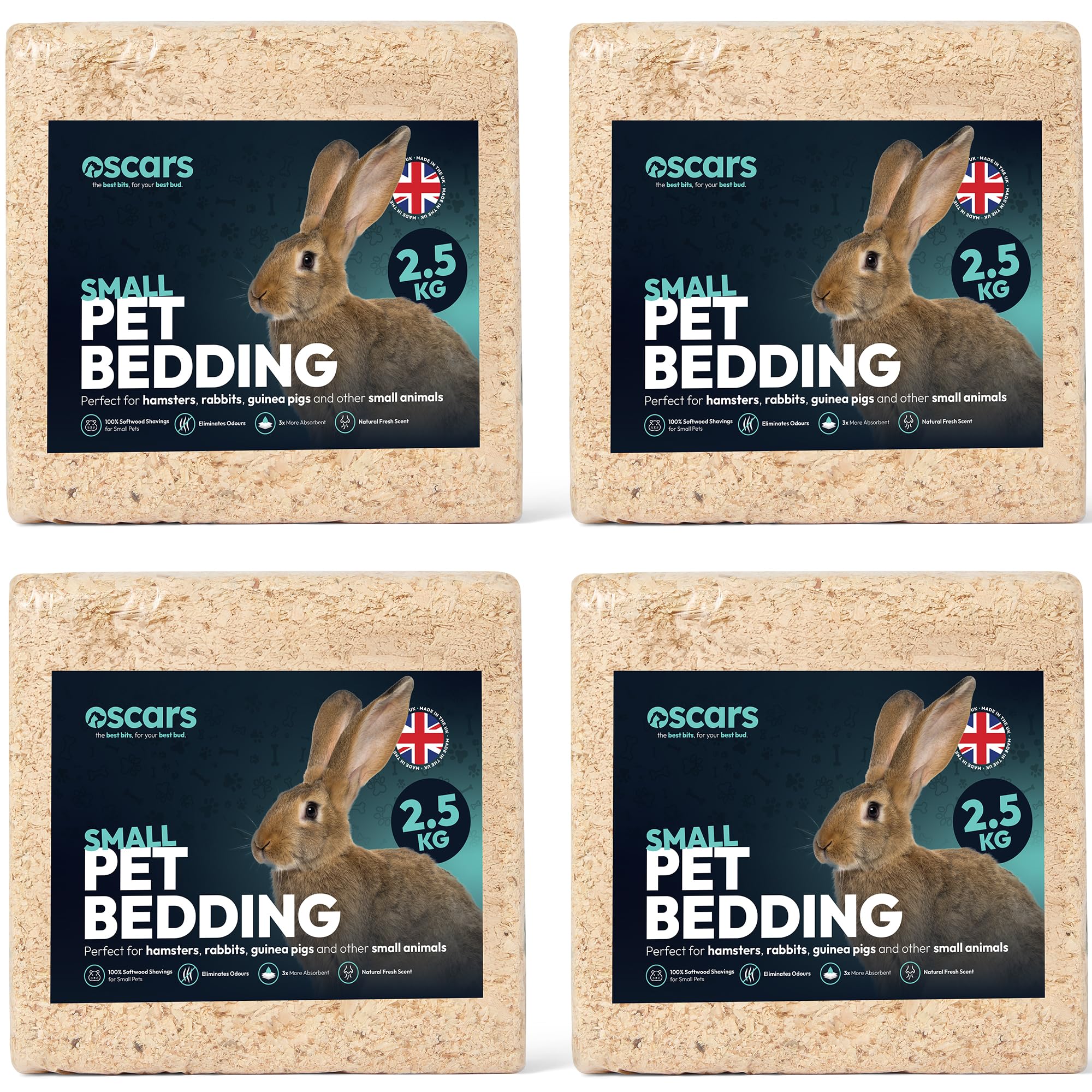 Oscars 10kg Wood Shavings Natural Small Pet Bedding - for Hamster Cage, Guinea Pig Cage, Rabbit Hutch - Soft Biodegradable Hamster Bedding, Odour Control Eco Friendly Substrate