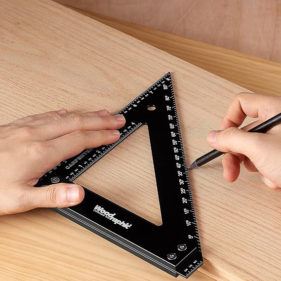 Miter Square 8 Inch CNC Aluminum Precision Layout Tool for 45 and 90 Angle Marking in Cabinetmaking, Framing, and Fine Woodworking