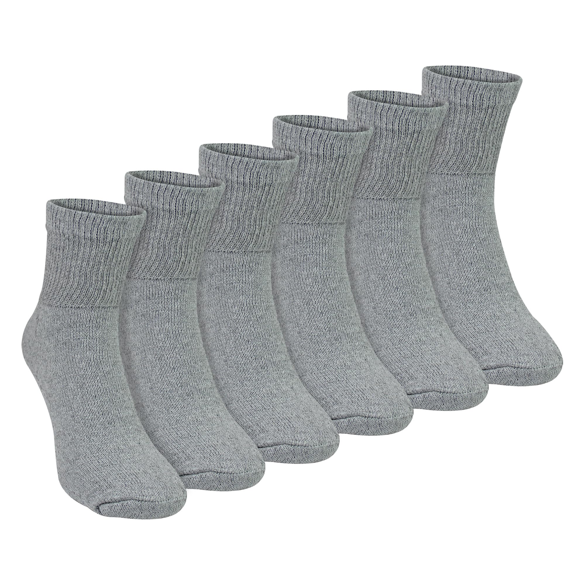 Sock Snob - 6 Pairs Mens Diabetic Cotton Ankle Socks | Soft Non-Binding Breathable Socks (6-11, Grey)