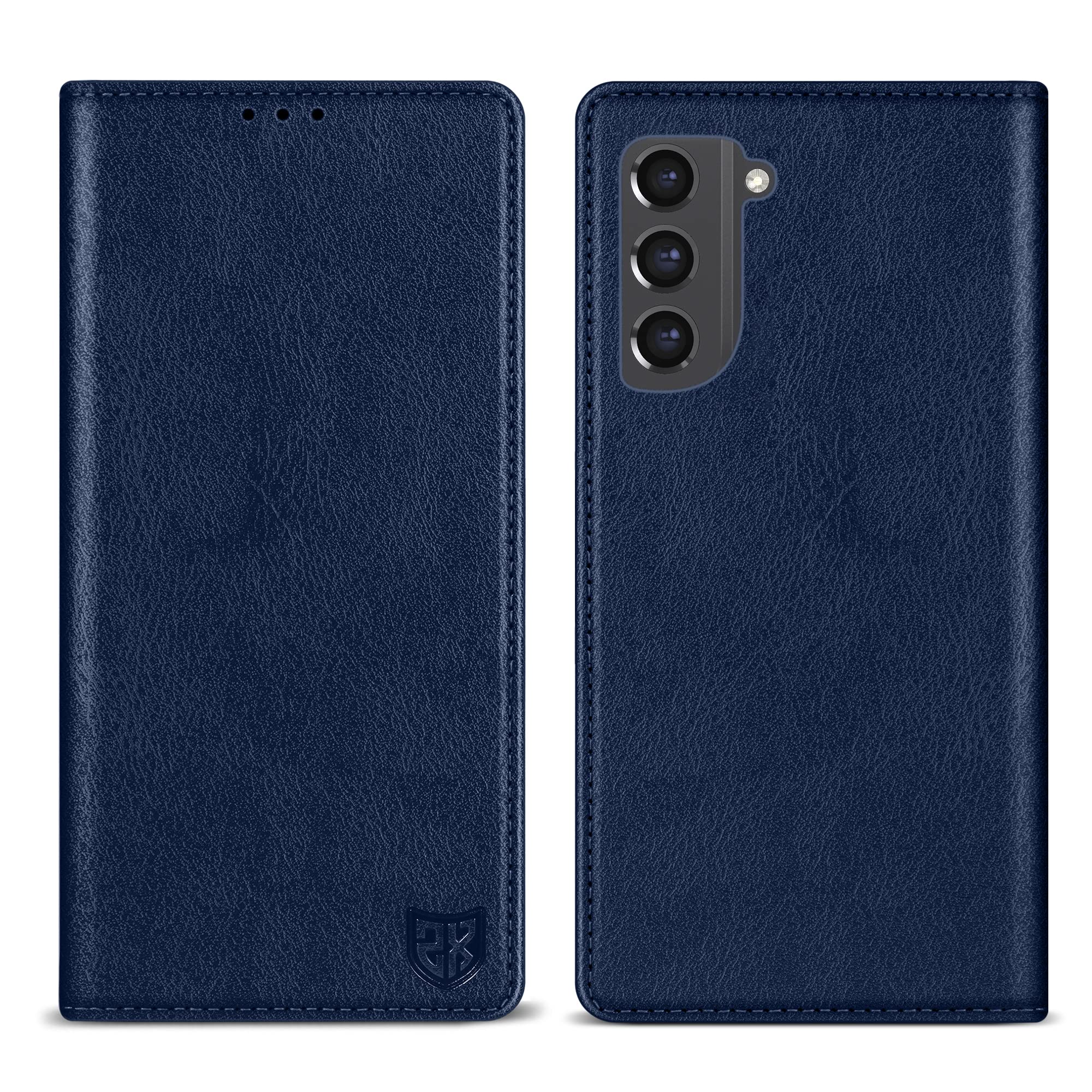 ZZXX for Galaxy S21 FE Wallet Case Strong Magnetic 6.4 inch,Blue