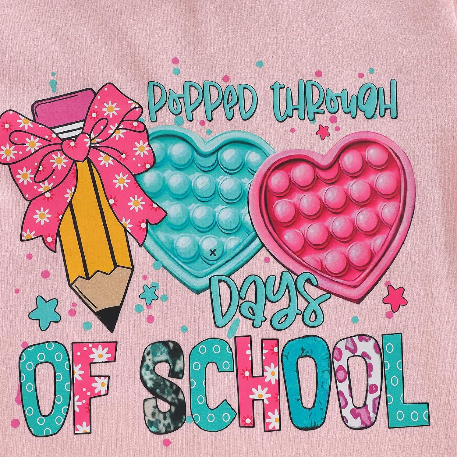 Kids Little Girls 100 Days of School Shirt Popped Through 100 Days of School Coquette Bow Pencil Student Shirt
