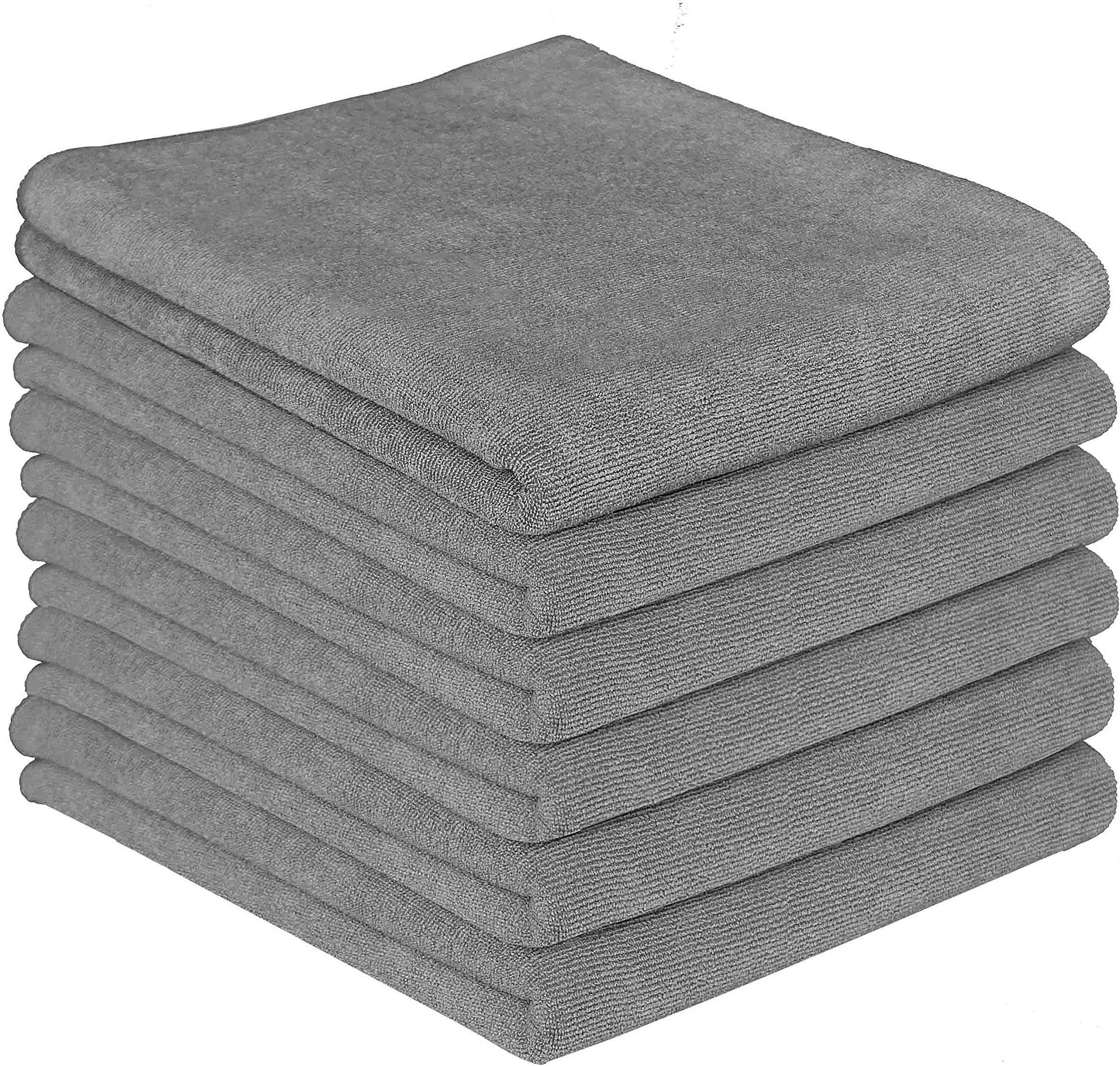 Microfiber Kitchen Towels - Highly Absorbent, Soft and Lint Free Dish Towels, 26x18 Inch, Pack of 6, Gray