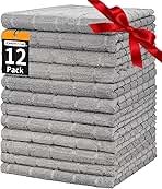 HOMERHYME Hand Towels, 12 Pack 25''*15'' Gym Towels, Grey Quick Dry Lint Free Soft Absorbent Bulk Checkered Fingertip Washcloths Bath Towels for Bathroom Kitchen Salon Workout Shower