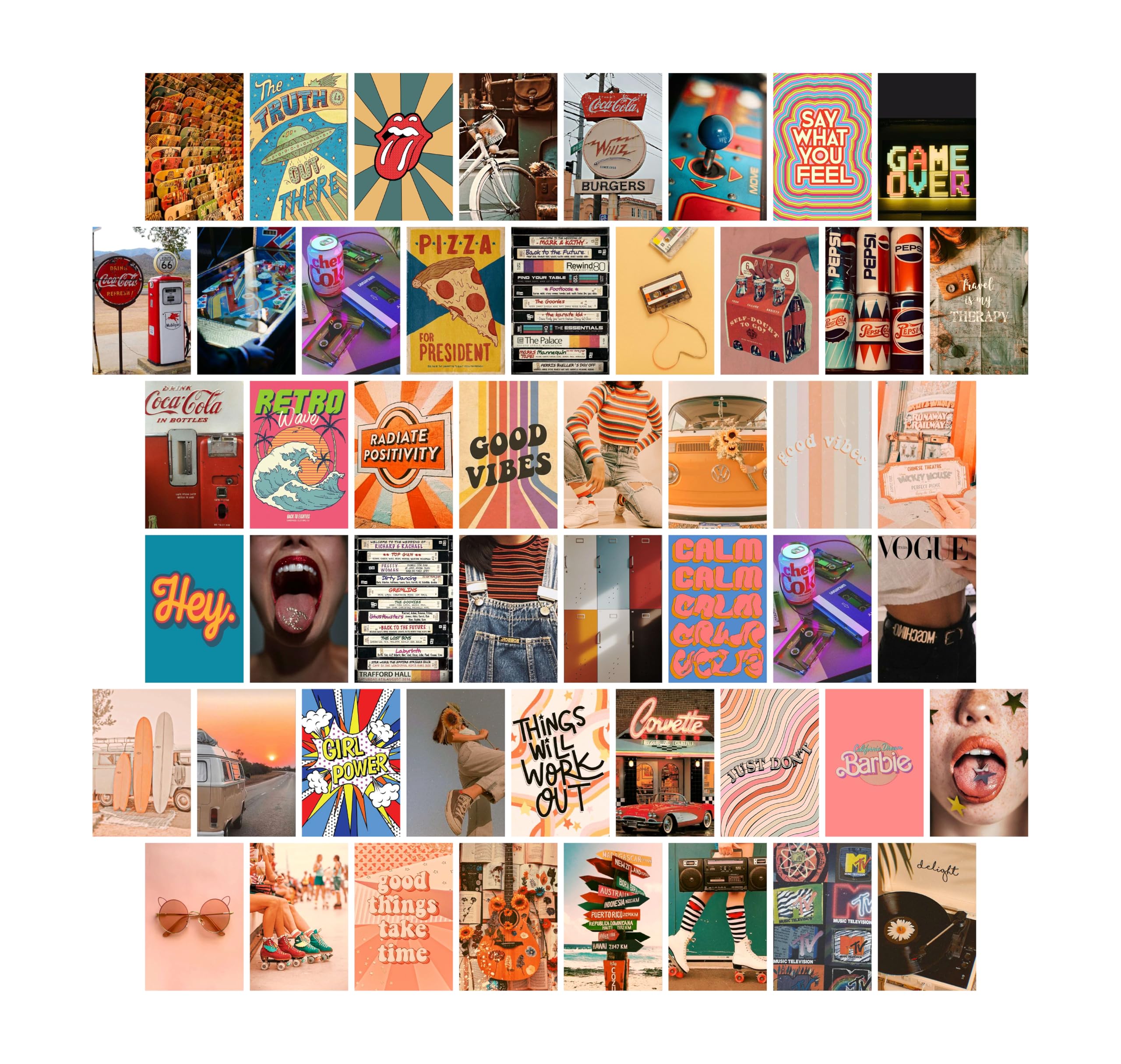 Retro Wall Collage Kit Aesthetic Pictures, 4x6 Inch Retro 90s Style Posters, VSCO Aesthetic Photo for Teen Girls, Wall Art Print, Small Poster?Retro Vintage Pictures for Dormitory (Retro 90's)