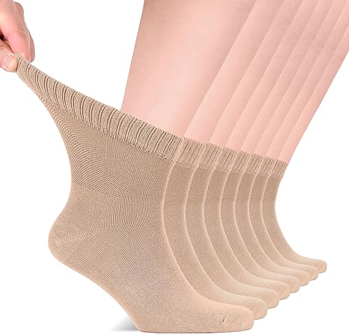 Vista 41 de Hugh Ugoli Calcetines para diabéticos para hombre, calcetines tobilleros sueltos, bambú, extra anchos, finos, sin costuras, parte superior no 17