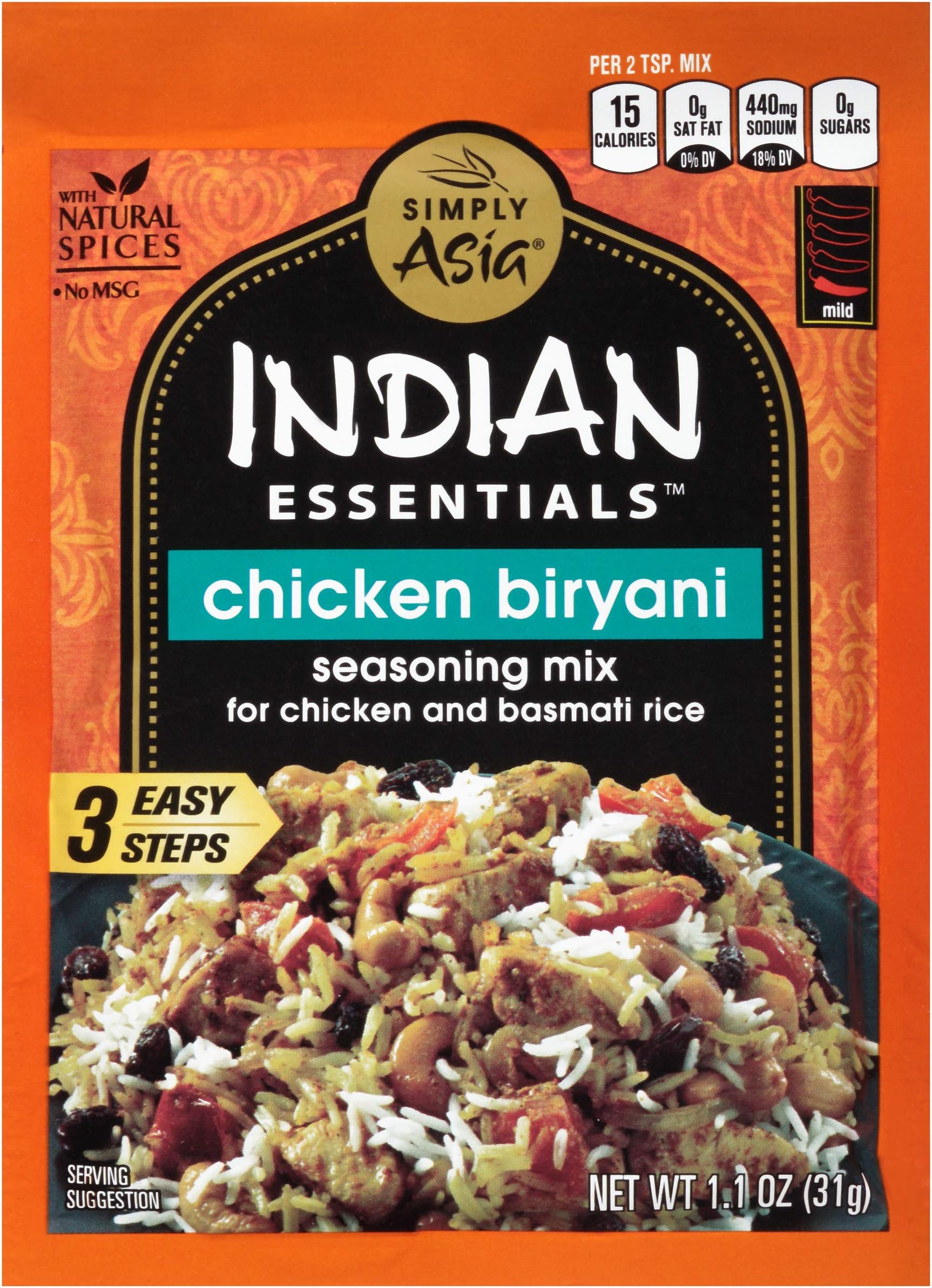 Indian Essentials Chicken Biryani Seasoning Mix, 1.10 oz (Pack of 12)