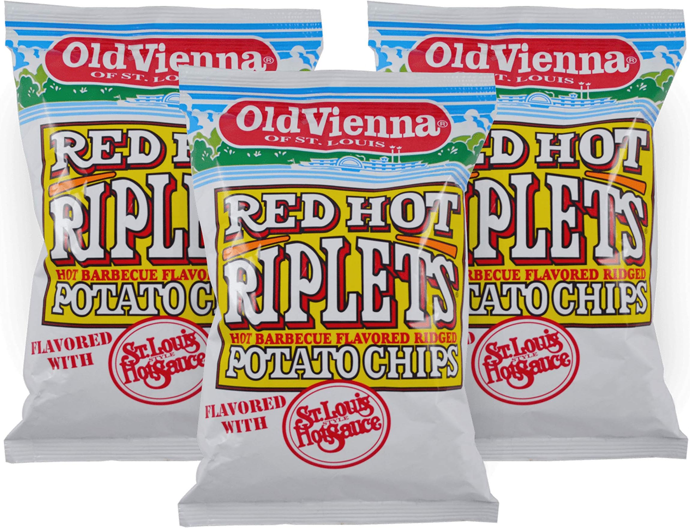of St Louis (Red Hot Riplets Hot BBQ Flavored , 5oz 3 Pack)