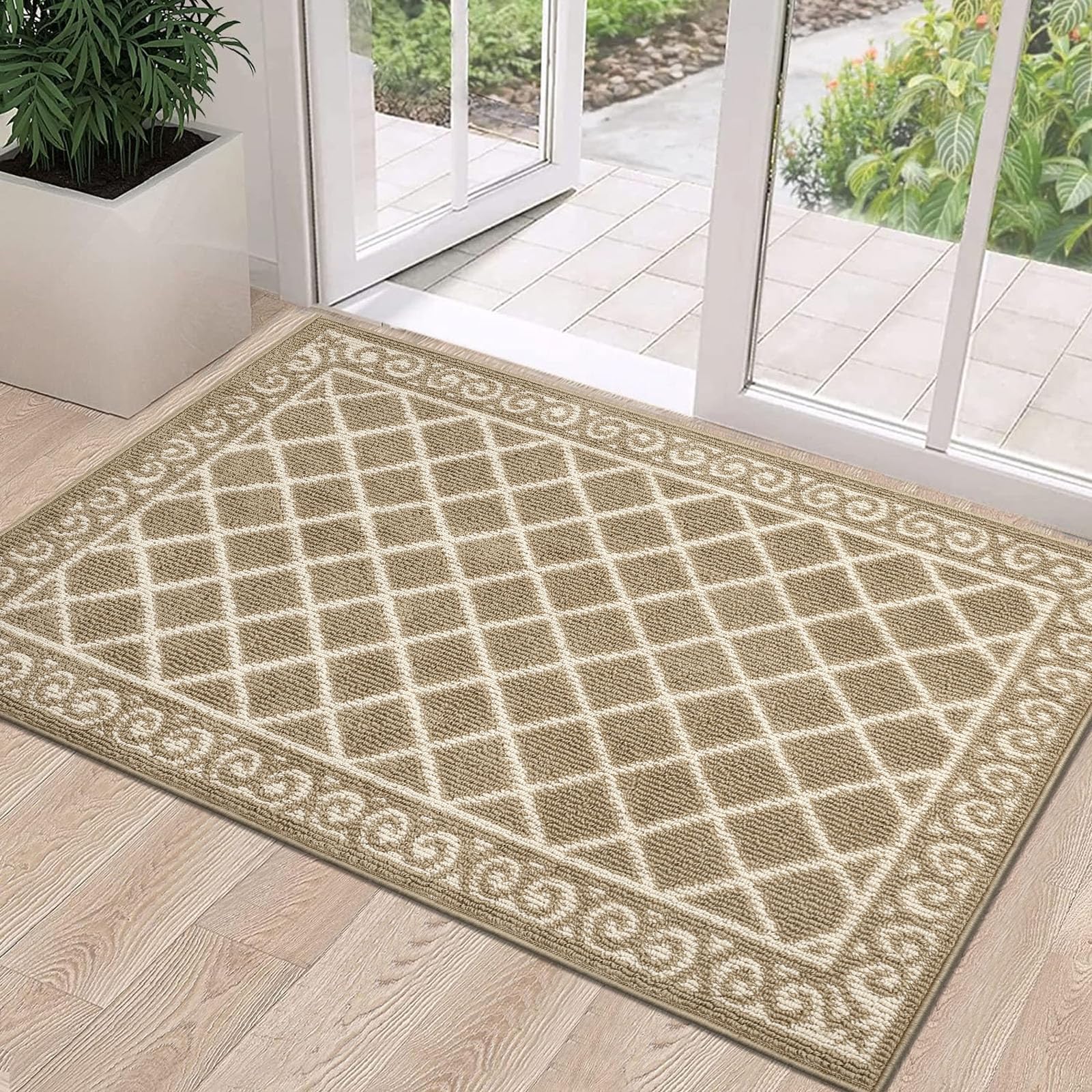 HEBE Indoor Door Mat 32"x48" Non Slip Front Door Welcome Mats Washable Shoe Mats Dirt Trapper for Entryway Low Profile Kitchen Carpet for Entrance