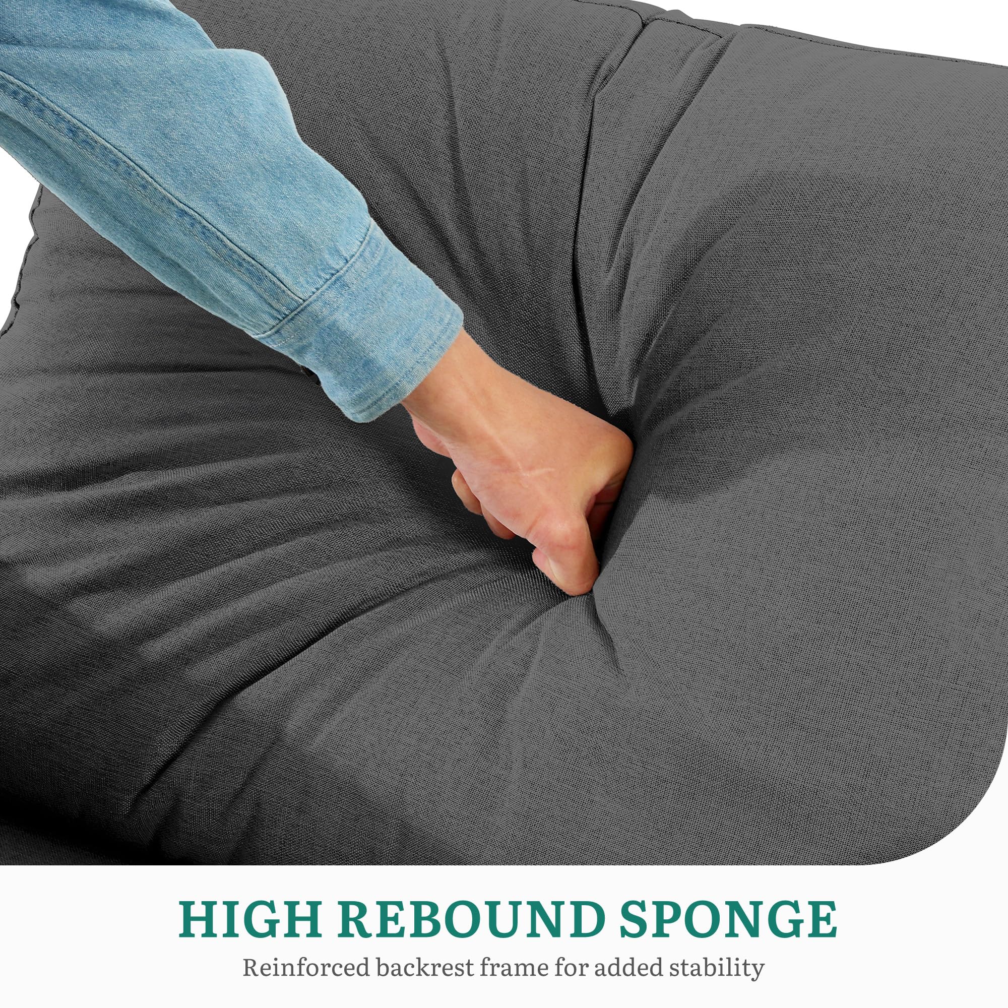 YITAHOME Schlafsofa 3-in-1, 192cm, 5-Stufig, Schlafsessel, Dunkelgrau | Mit Bettfunktion, Schlafcouch, 88cm, 160kg, Stahlrahmen, Leinen, Kissen & Tasche, Rollen, für Wohnzimmer & Gästezimmer