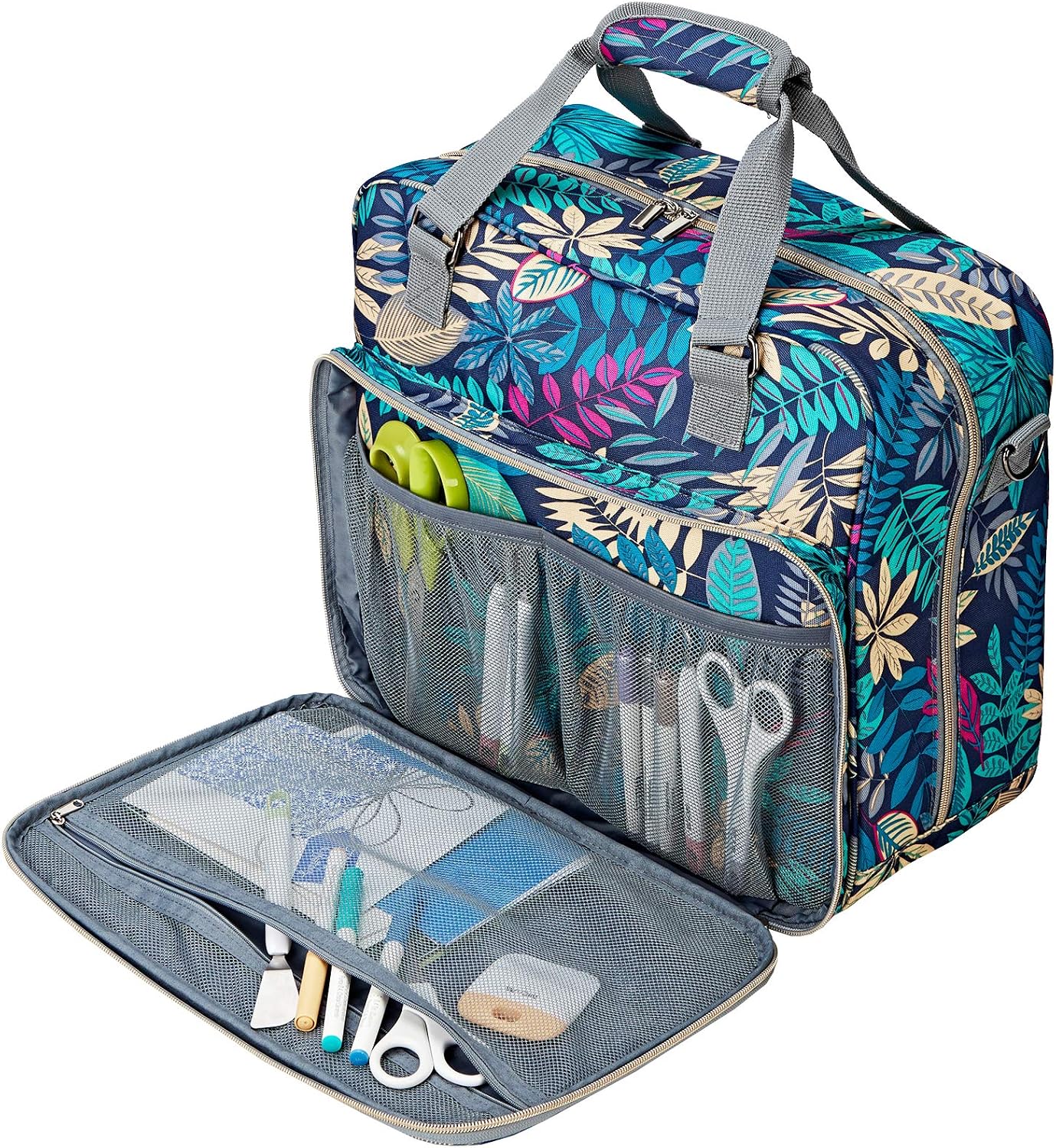 HOMEST Carrying Case for Cricut Easy Press 2 (12"x 10"), Tote Bag Compatible with Cricut Heat Press Machine, Floral (Bag Only)