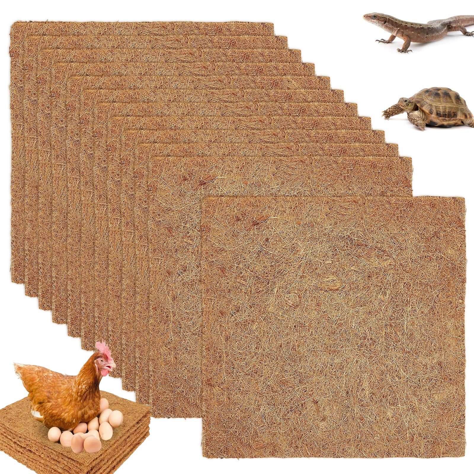 12 Stück Nistkasten Pads für Hühner, 25 cm x 25 cm Hühnernest Unterlage Waschbare Hühnernest Kokosmatte Hühnerstall Zubehör zum Legen von Eiern Oder Wärmehaltung