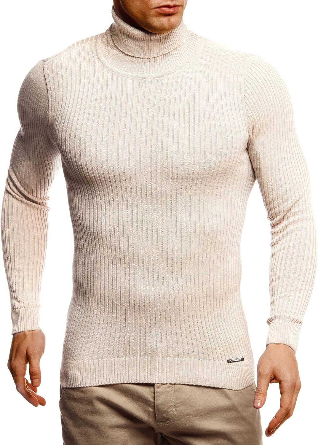 Leif Nelson Men's Turtleneck Sweater Slim Fit, Ribbed Knit Long Sleeve Polo Neck Pullover