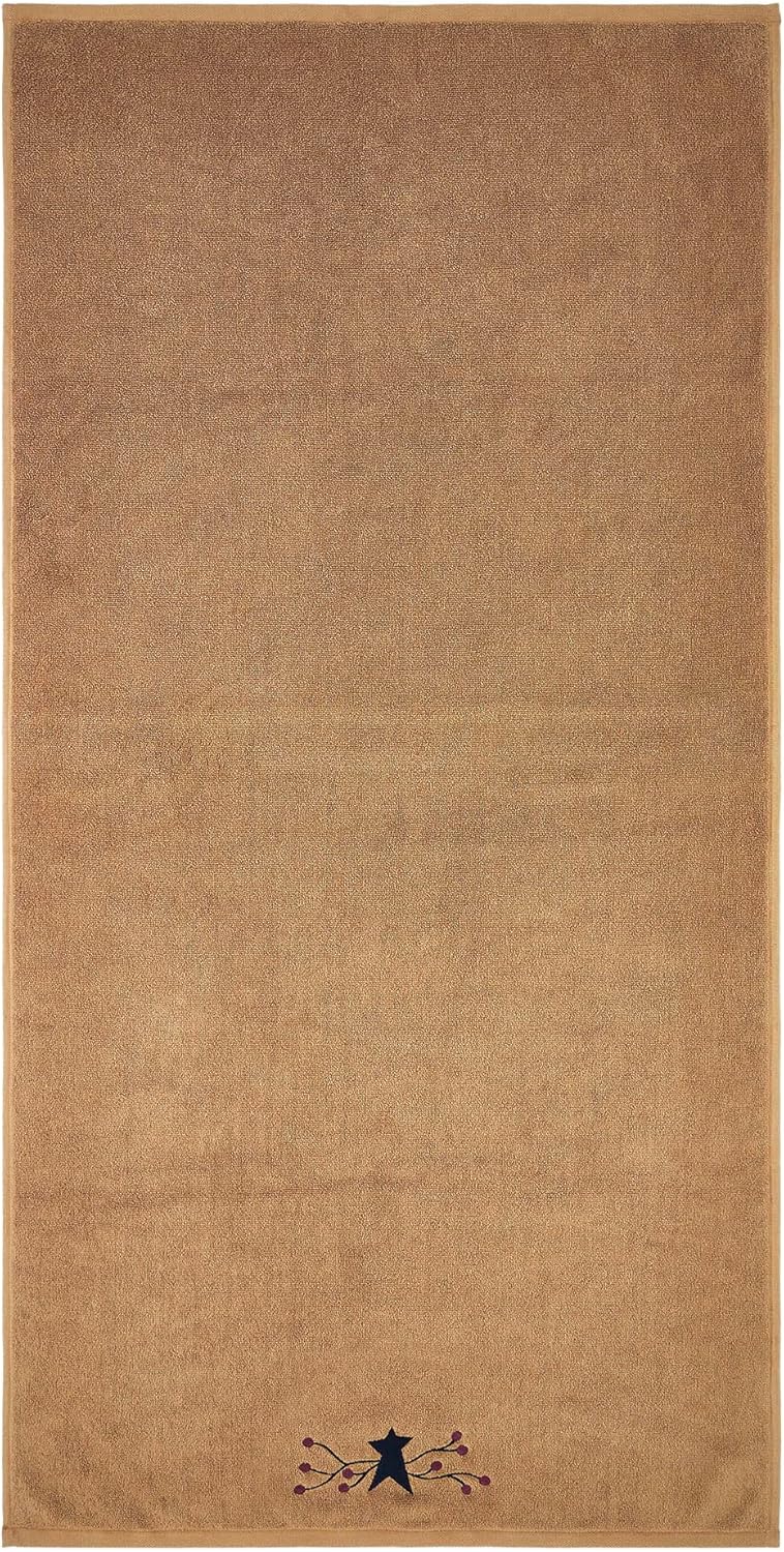 VHC Brands Cotton Hand Towels Set of 2, Bathroom Bath Towel, Embroidered, Bath, Kitchen, Pip Vinestar Collection, Rectangle 27x54, Primitive Star, Natural