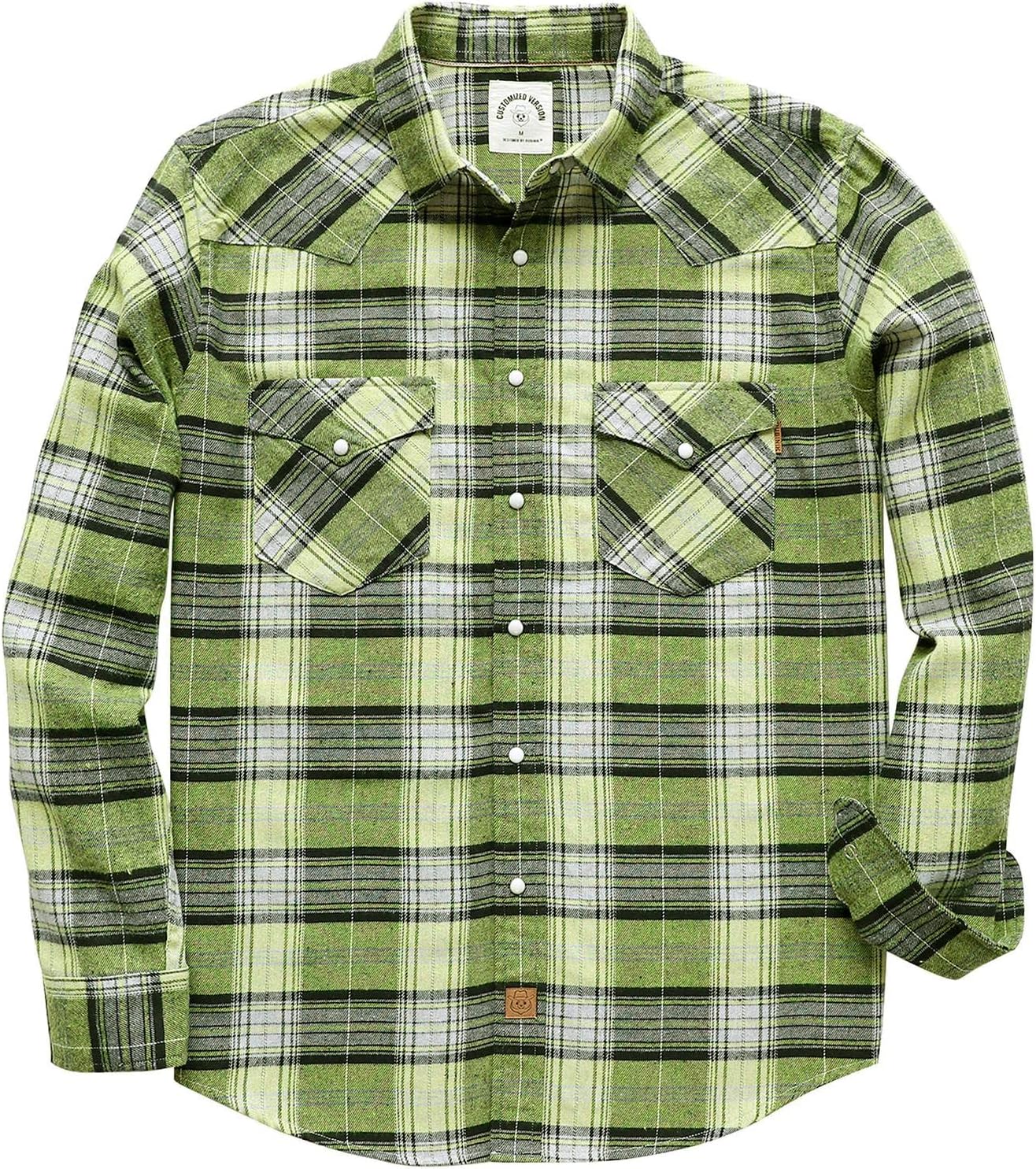 Dubinik Flannel Shirt for Men Western Cowboy Pearl Snap Shirts for Men Long Sleeve Vintage Buttons Down Plaid Shirt