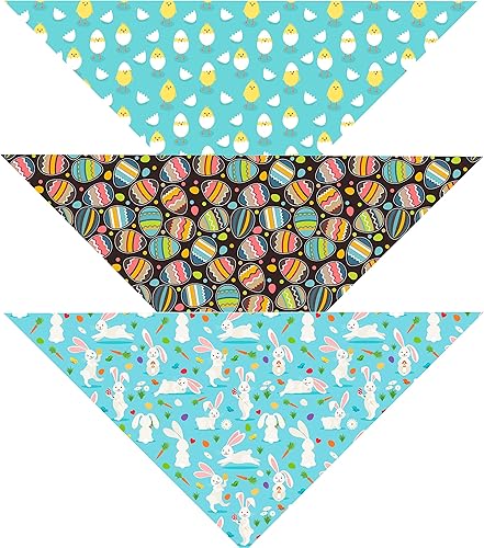 Native Pup Bandana para perro de Pascua Paquete de 3 Juego de bufanda de primavera huevos, conejitos y pollitos (Pascua, grande)
