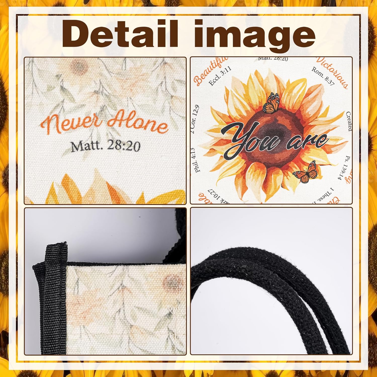 Sunflower Christian Gifts Set for Women - Inspirational Birthday Basket with Faith Theme Tumbler Tote Bag, Encouragement Thank You Present for Mom, Sister, Friends - Image 4