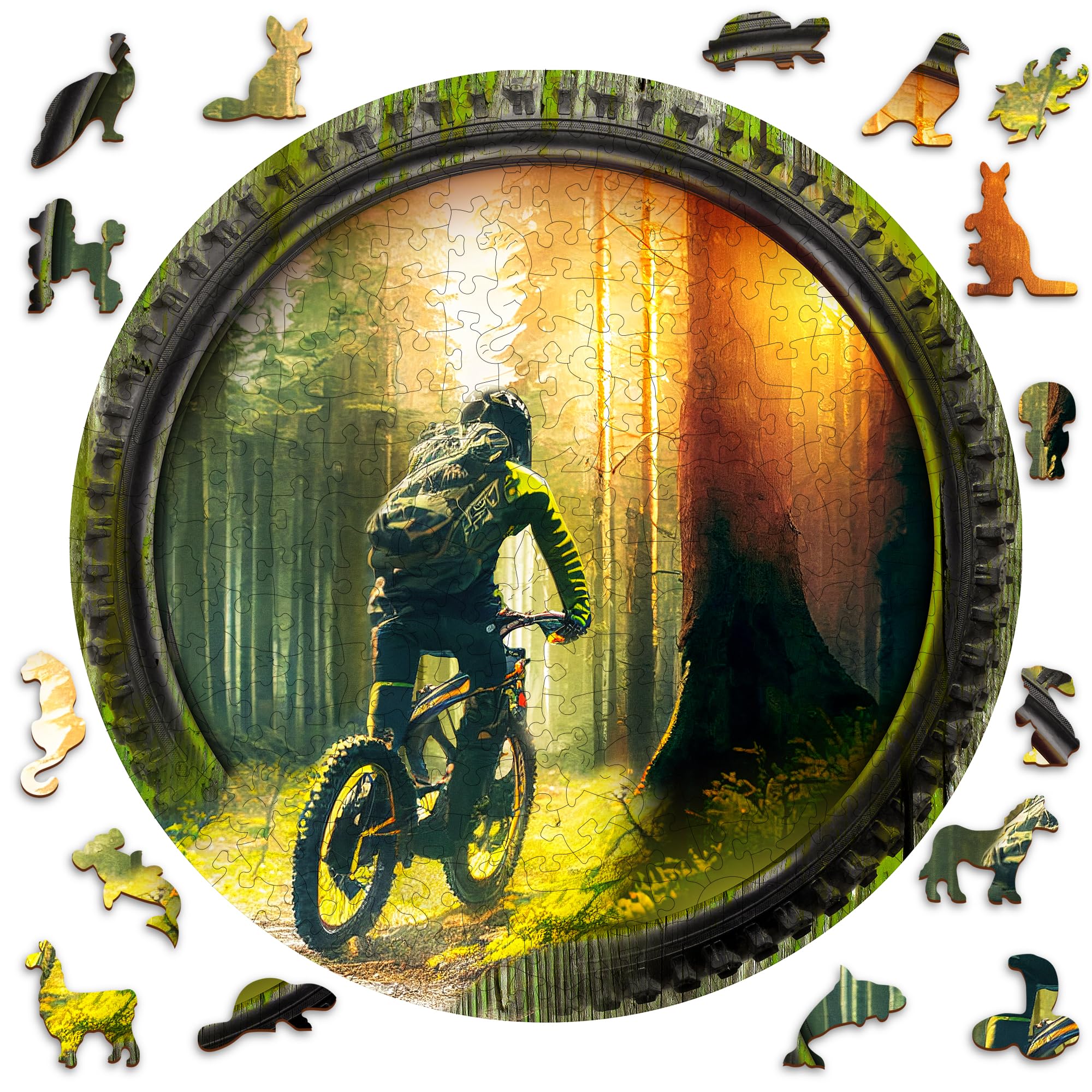Wooden.City Holzpuzzles Fahrrad im Wald 250 Teile - Lebendige Holzpuzzles für Erwachsene - Herausfordernde Holzschnittpuzzles - Tierförmige Puzzles - Einzigartige Mosaik-Holzpuzzle für Erwachsene