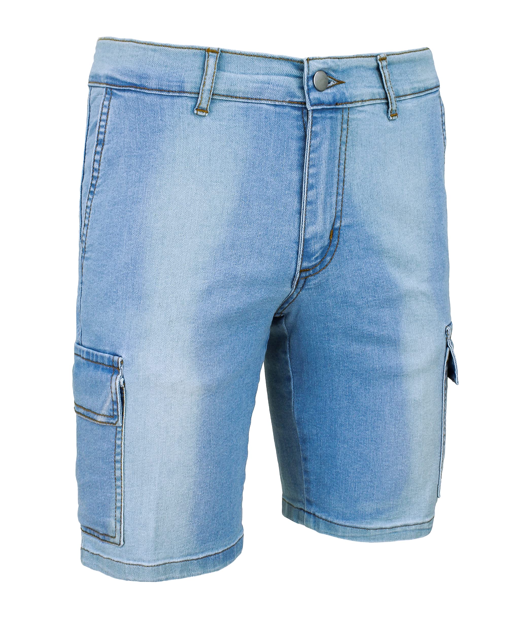 Evoga Jeans Pantaloni Corti Uomo Cargo Blu Denim con tasconi Laterali