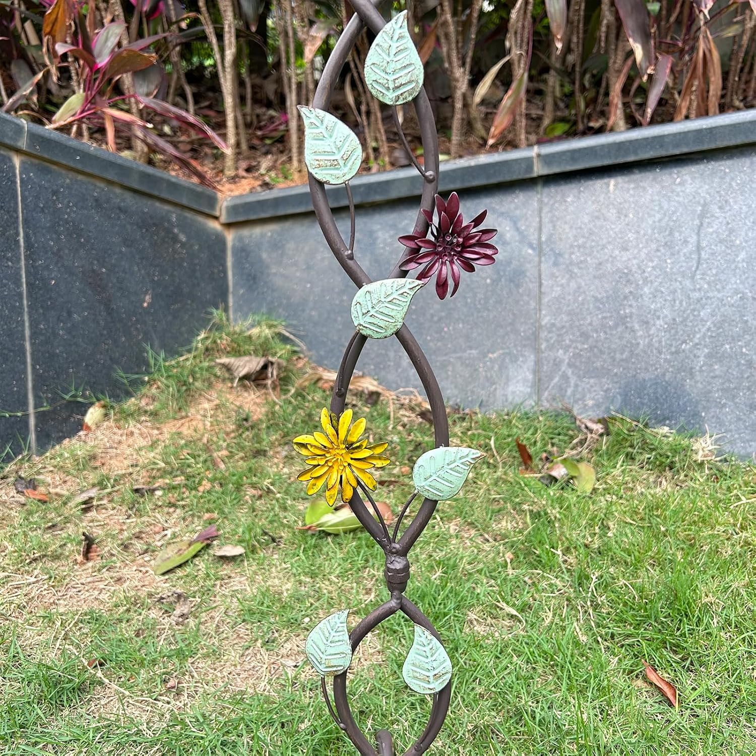 Gazing Globe Stand with 4 Prongs Base, 31.5" Garden Gazing Ball Stands for 10-12 Inches Gazing Globe Balls, Metal Vines Glass Ball Display Stand Holder for Outdoor Garden Yard Lawn, Vintage